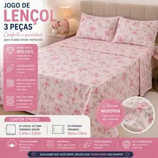 Jogo de Lençol Queen Com Duas Fronhas Micro Percal 800 Fios Toque Acetinado