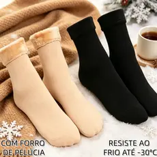 Kit 3/6 Pares Meias Térmicas Grossas com Forro de Pelúcia - Ultra Quentes para Inverno Frio Intenso