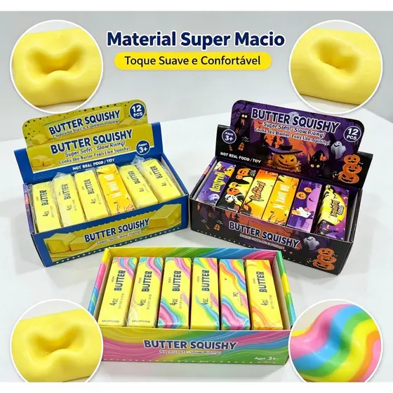 Brinquedo Squishy Manteiga Anti‑Estresse, Brinquedo Apertar Macio Slow Rising, Alívio Ansiedade, Presente Criança