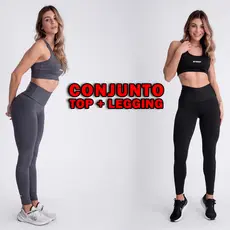 Conjunto de Academia Feminino Top e Calça Legging Alta Compressão Zero Transparência - Strep Fitness