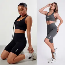 Kit 2 Bermuda Ciclista Cós Alto Bermuda Academia Lisa Fitness