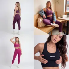 Conjunto Academia Feminino Top + Legging Zero Transparência Treino