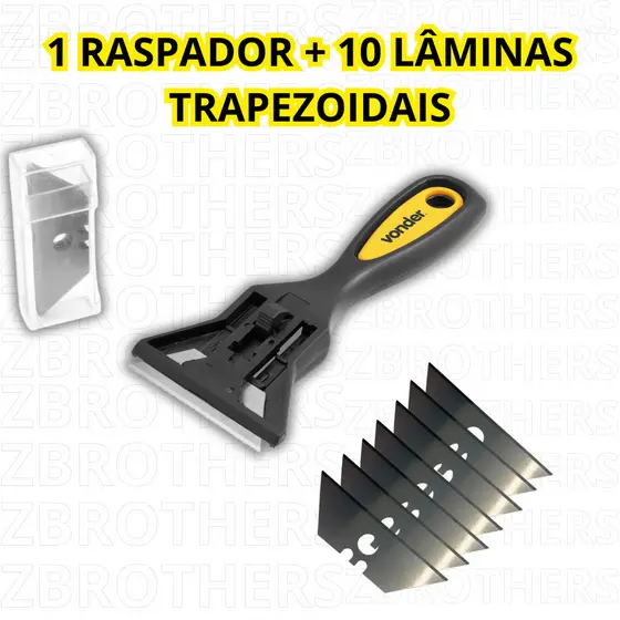 Raspador Plano Para Tintas Piso Vidro Cerâmica Com 10 Lâminas Rp011 Vonder