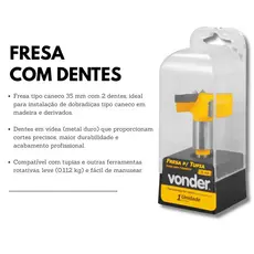 Fresa com Dentes para Dobradiça 35 mm com 2 Dentes – VONDER
