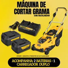 Maquina De Cortar  Grama Com Recolhedor Sem Fio Com Duas Baterias 4ah e Carregador Duplo Vonder