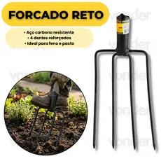 Forcado Reto 4 Dentes Sem Cabo Aço Carbono Para Feno Pasto Alfafa Resistente Vonder Profissional