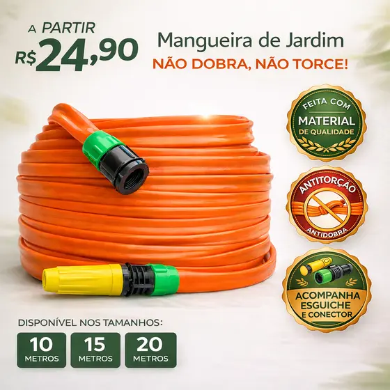 Mangueira de Jardim Anti Dobras 10, 15 e 20 Metros Anti Torção Flexivel.