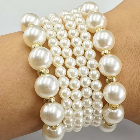 Conjunto de pulseiras de contas de cristal, 6 peças, pulseiras femininas