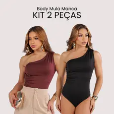 Kit 2 Body Feminino Mula Manca Franzido Suplex Premium Forrado Um Ombro Elegante