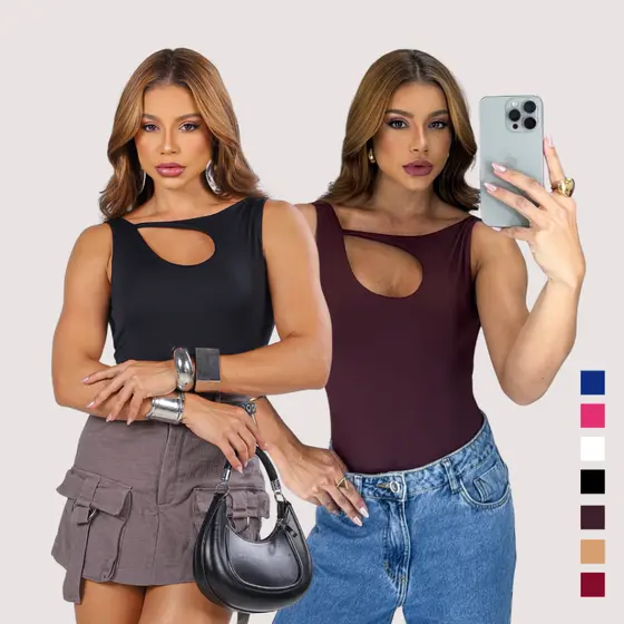 Body Feminino Suplex Recorte Tendência Com Forro – Premium Elegante Moda Verão