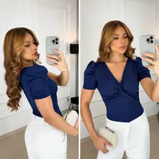 Blusa Body Manga Princesa Bufante Elegante Casual Suplex Premium Transpassado