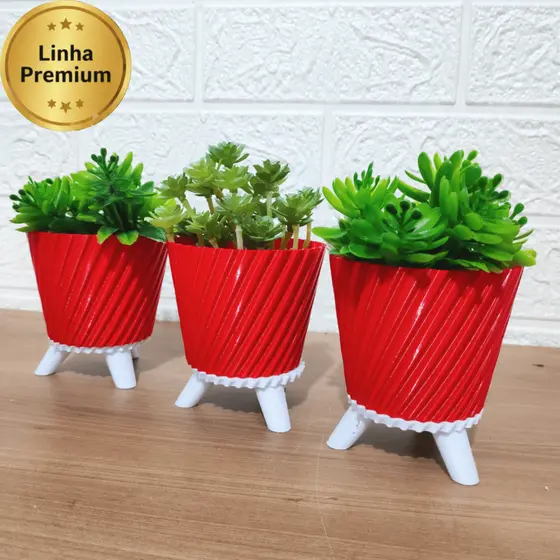 Kit 3 Vasos para Suculentas Decorativo Cachepo Sala Vasinhos Cactos