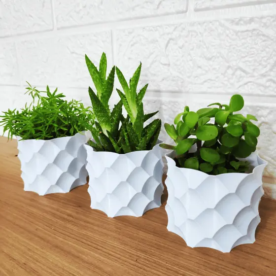 kit Vasos Decorativos com 3 Cachepot para Suculentas Decoração Elegante para Sala
