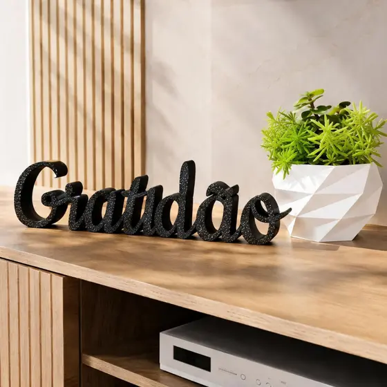 Enfeite Decorativo Gratidão + Vaso Decoração Sala Luxo Enfeite para Rak Quarto