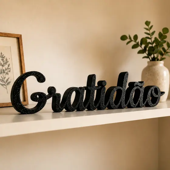 Palavra Gratidão Decoração Sala Enfeites para Casa Letreiro Decorativo 3D