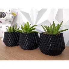 Kit 3 Vasos Decorativos Cachepot para Suculentas e Cactos Impressão 3D