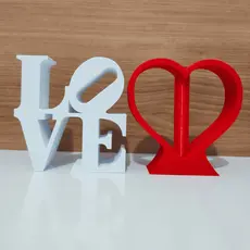 Letreiro Decorativo LOVE + Vaso de Coração Impressão 3D Palavra LOVE + Vaso Decoração Romântica