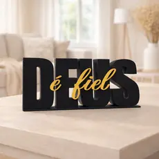 Letreiro Deus é Fiel Decorativo  Decoração Evangélica Cristã 3D para Sala, Quarto ou Escritório
