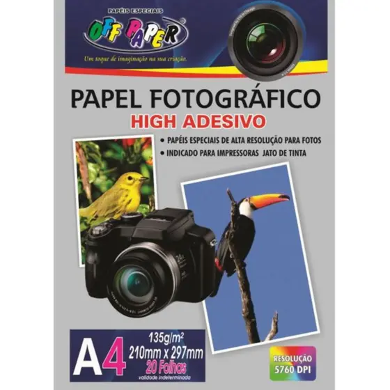 PAPEL FOTOGRÁFICO ADESIVO A4 20 FOLHAS "OFF PAPAER" ENVIO IMEDIATO