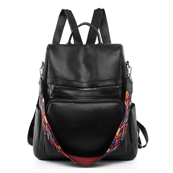 Bolsa mochila feminina moda Anti furto de material PU à prova d'água