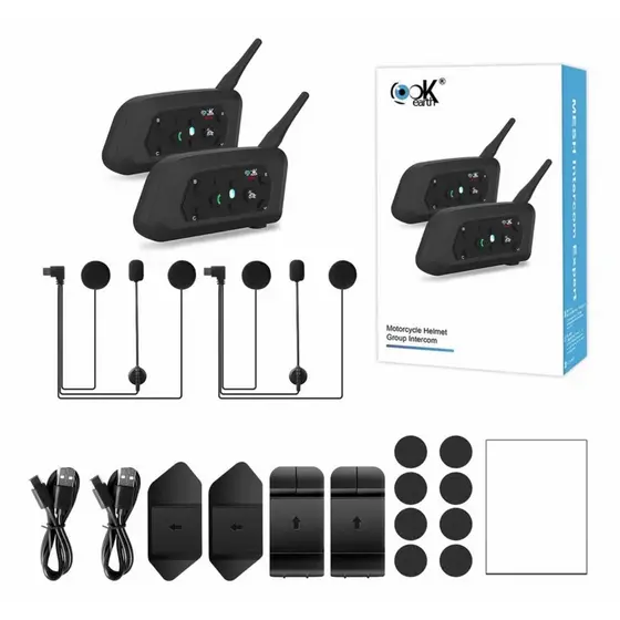 Intercomunicador Moto Lookearth V6 Pro+ Preto Duplo