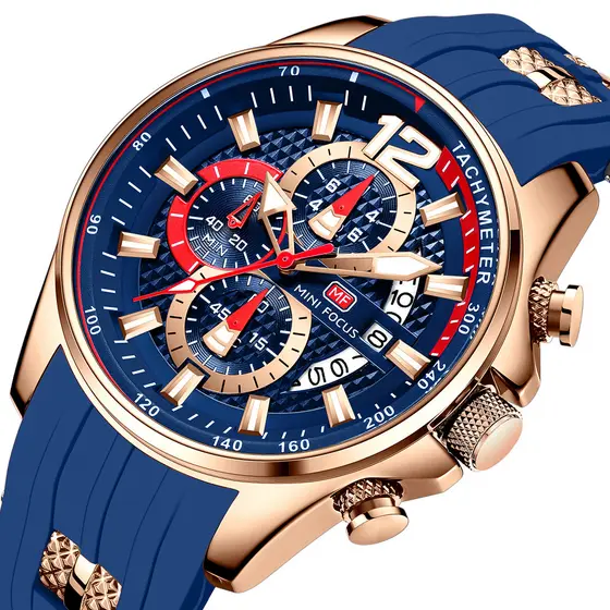 MINI FOCUS Relógio Esportivo Masculino De Quartzo Com Mãos Luminosas Calendário Sub-Diários Pulseira De Silicone À Prova