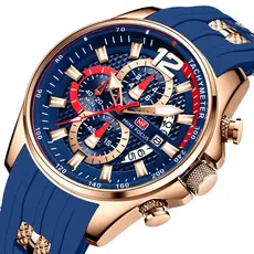 MINI FOCUS Relógio Esportivo Masculino De Quartzo Com Mãos Luminosas Calendário Sub-Diários Pulseira De Silicone À Prova