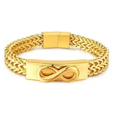 Pulseira Masculina Hip Hop Infinity – Aço Inoxidável Vintage Com Fecho Magnético Banhado A Ouro