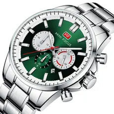MINIFOCUS Relógio Esportivo Masculino Elegante Com Movimento De Quartzo À Prova D'água Luminoso Cronógrafo De Aço Inoxid