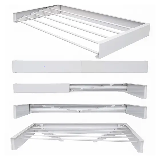Varal de Embutir Retratil  60 cm 4 Varetas Compacto, Resistente e Anticorrosão