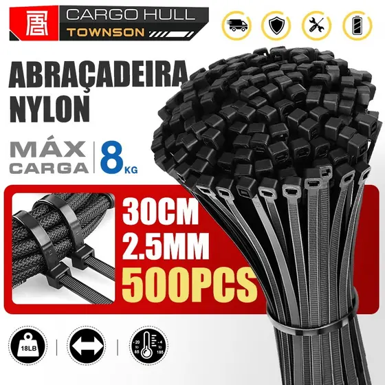 Kit 100/300/500 Abraçadeira de Nylon Enforca Gato Cinta Plástica Promoção 10cm - 15cm - 30cm
