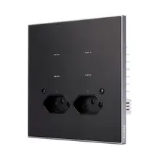 Interruptor Wifi Inteligente Vênus Soft Touth 4 Botões 4x4 C/tomada Preto Alexa Ekaza Ektl-t4075-4p