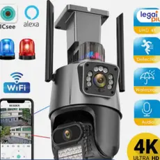 Camera Segurança Externa Lente Dupla 4k 6mp Sirene Policial, app ICsee Yoosee com sirene policia