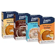 Kit 4 Misturas para Bolos Linea Sabor Baunilha, Chocolate, Coco e Laranja 300g