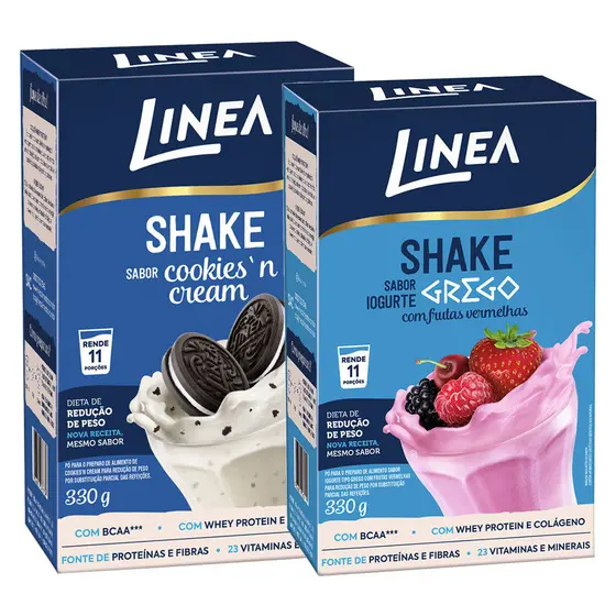 Kit Linha Linea Shake Cookies e Shake Frutas Vermelhas