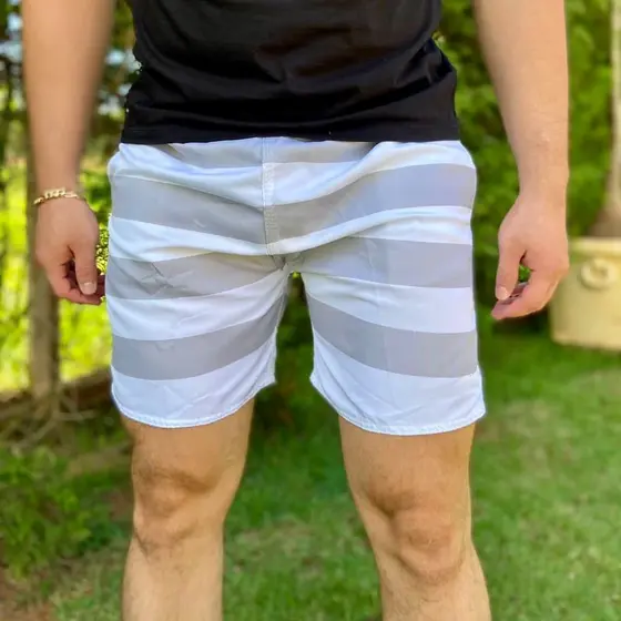 Short Bermuda LISTRADA Masculino Tactel Moda Praia Verão - Envio Rápido - LANÇAMENTO 2025 ENVIO PARA TODO BRASIL