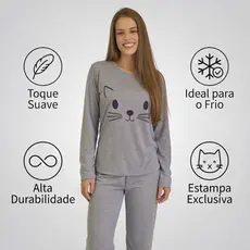 Pijama Feminino Adulto Frio Da Moda Inverno