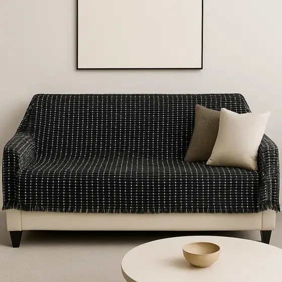 Manta para Sofá Grande 2,40m x 1,70m – Proteção Prática e Toque Decorativo em Algodão