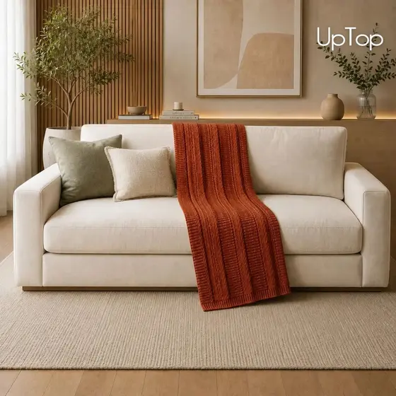 Manta de Sofá Tricot Peseira Decoração Cama Posta Casal Queen King Tricô Toque Macio