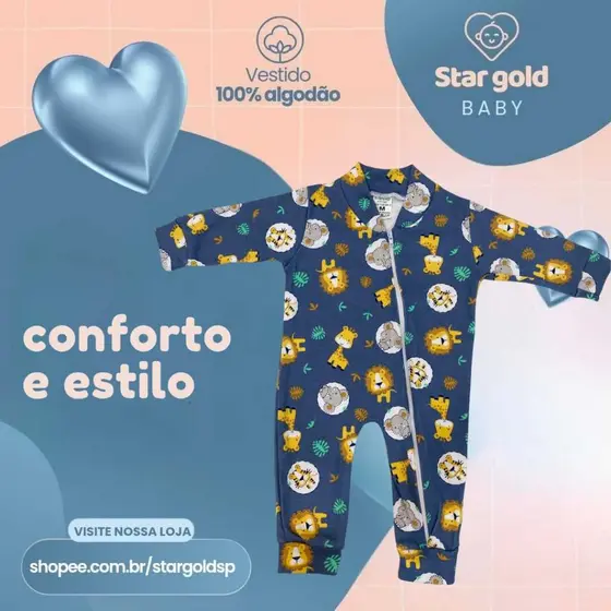 Macacão Bebê Suedine Zíper Menino | P M G | Confortável e Prático