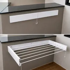 Varal Pratico de Aço galvanizado Retrátil 120cm – 7 Varetas - Suporta Até 20kg