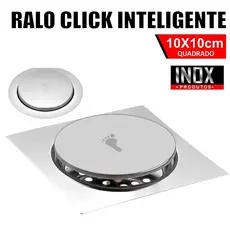 Ralo Click Inteligente 10x10 Cm Quadrado Redondo Inox Cromado - Veda Cheiro Banheiro Casa Cozinha