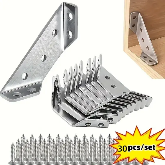 30pcs Conector De Canto De Aço Inoxidável Para Móveis Universal