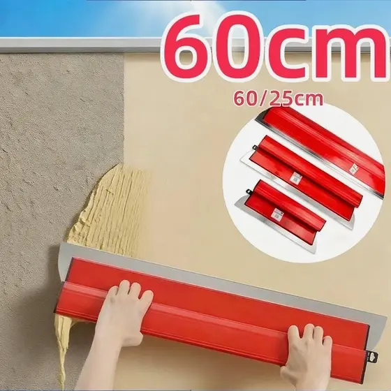 25/60cm Desempenadeira Aço Inox com Lâmina Flexível Lisa Para Massa Corrida com Troca de Lâmina