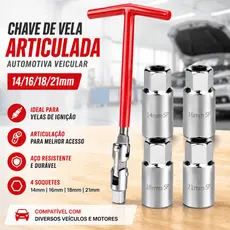 Chave De Vela Articulada  14/16/18/21mm Automotiva Veicular
