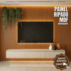 Kit Painel Ripado MDF 45x11cm Autocolante – Parede Sala TV Quarto | Fácil Instalar | Envio Imediato