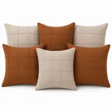 Kit com 6 Capas de Almofada de Linho 40x40 Linho Premium Decorativa Zíper Sofá Sala Quarto
