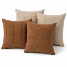 Kit 4 Capas de Almofada Linho 40x40 Rústico Toque Macio Zíper Sofá Sala Quarto Casa