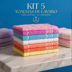 Toalha Lavabo para Bordar 100% Algodão Secagem Rápida 5 Peças