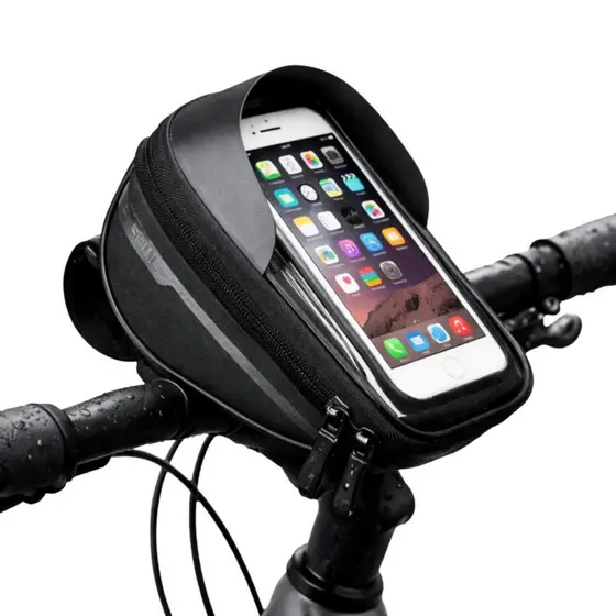 Bolsa De Guidão Bicicleta Com Suporte Celular Impermeável Bolsa Bike Quadro Porta Objetos Touch Screen Moto Ciclismo